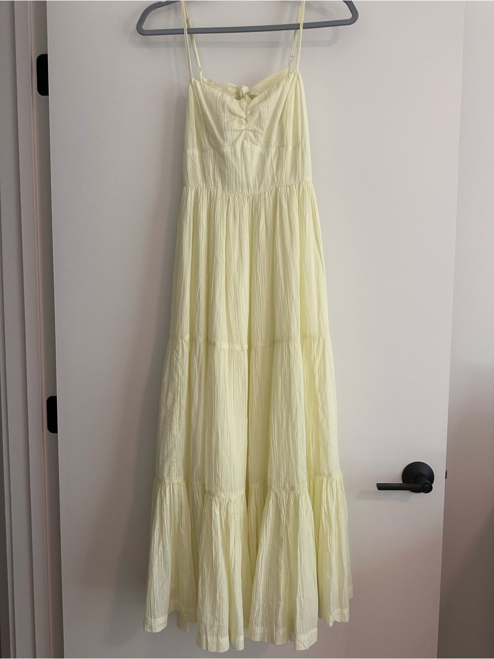 American Eagle Pale Yellow Tiered Midi Dress | Cottagecore Sundress | XS